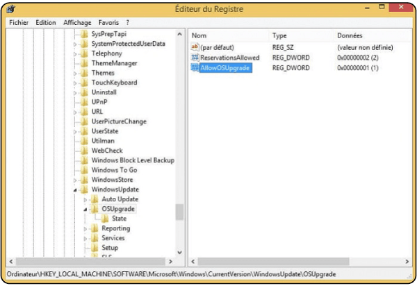 impostare il suo valore su 0x0000000001