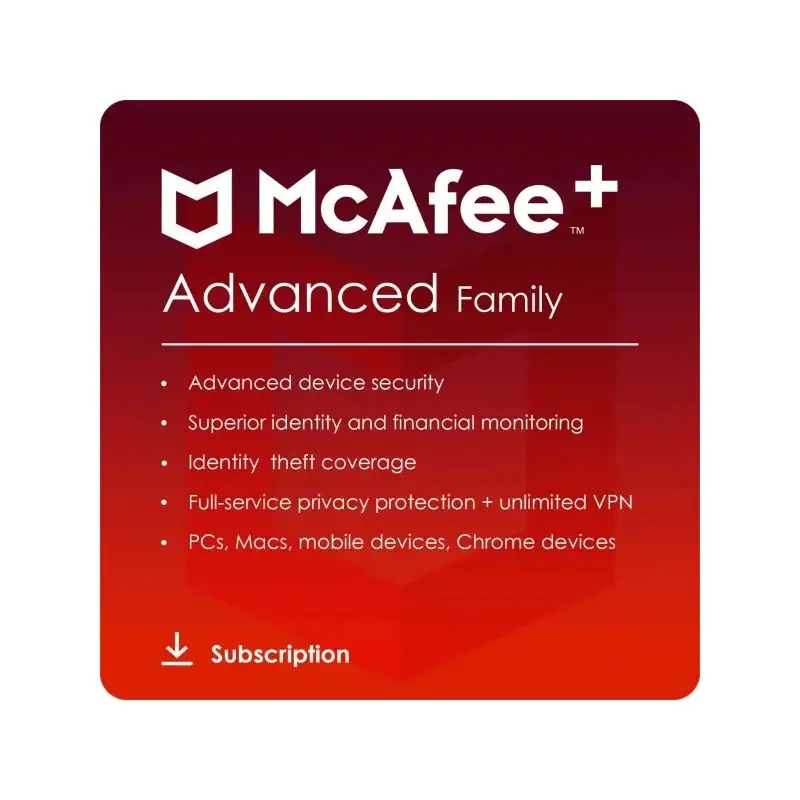 McAfee+ Advanced Family 2026-2027, Runtime: 1 anno, Dispositivo : Dispositivi illimitati, image 